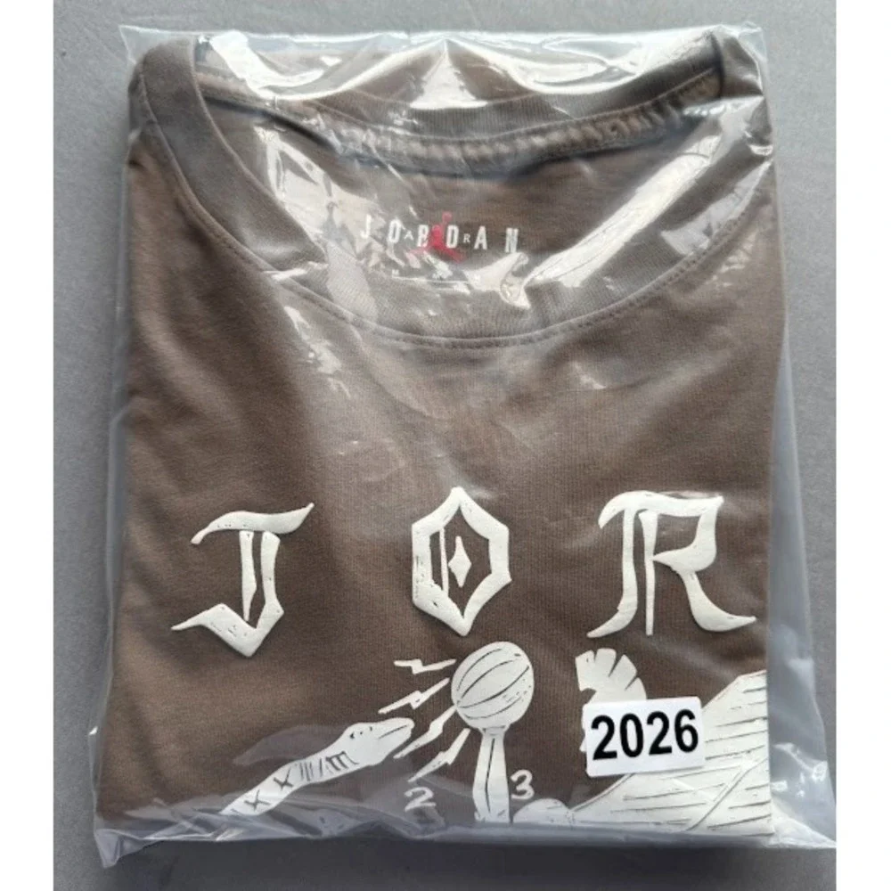 Jordan Flight T Shirt Men M Brown Long Sleeve‎ Graphic Pegasus Basketball Print